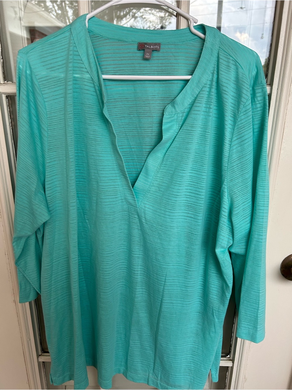 Talbots Women's Turquoise Split-Neck Tunic